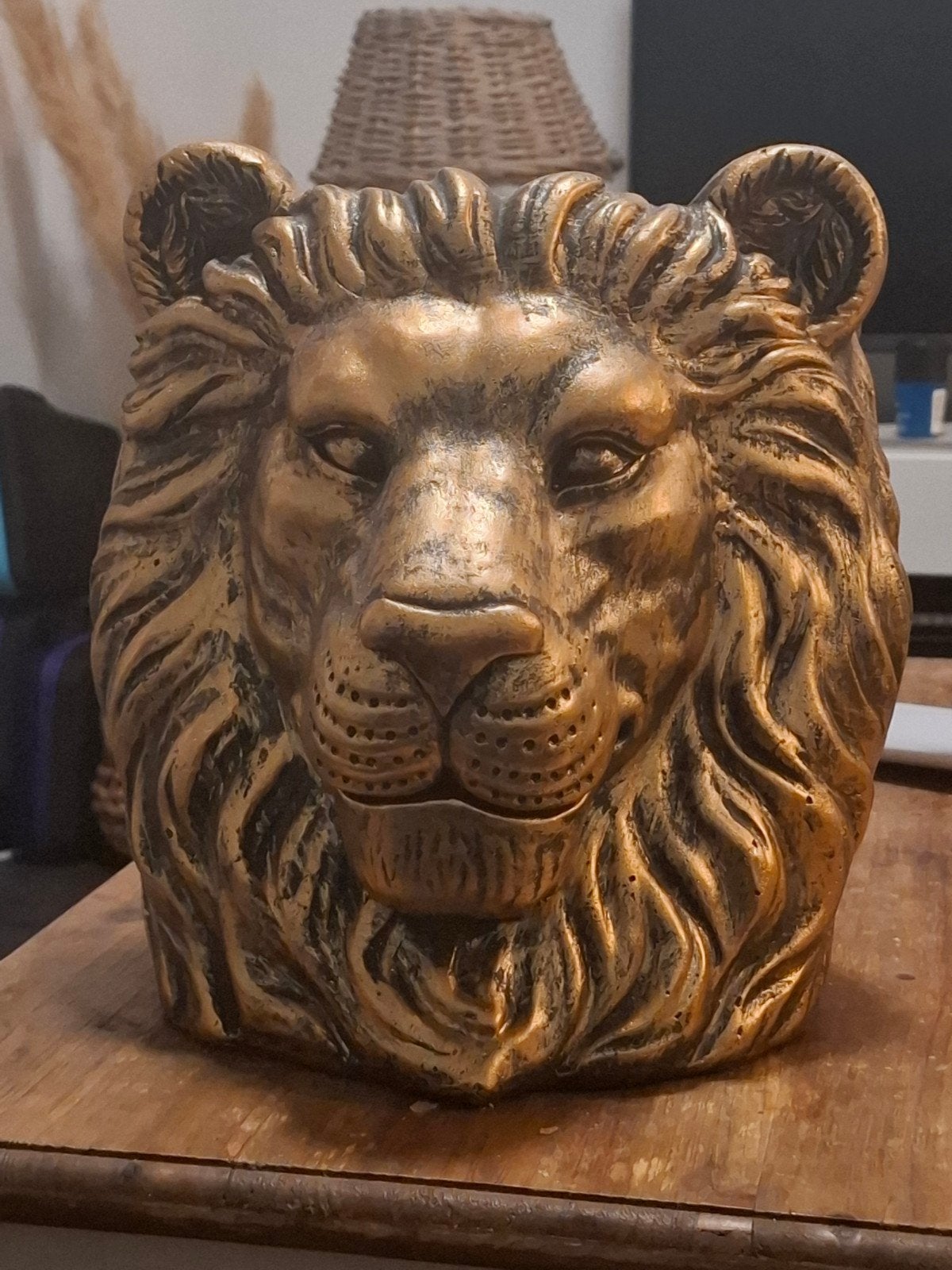 Gouden Leeuwenkop Decoratie - Uniek en Stijlvol, Ophalen, Zo goed als nieuw, Goud, Klassiek