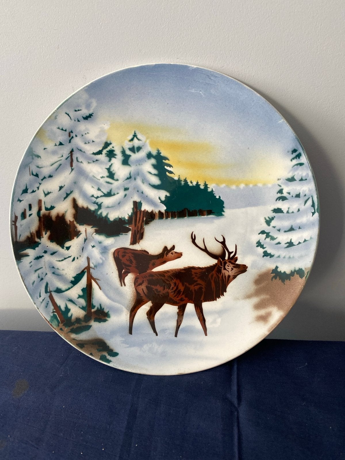 Vintage Villeroy & Boch Wandbord Herten Winterlandschap, Ophalen of Verzenden