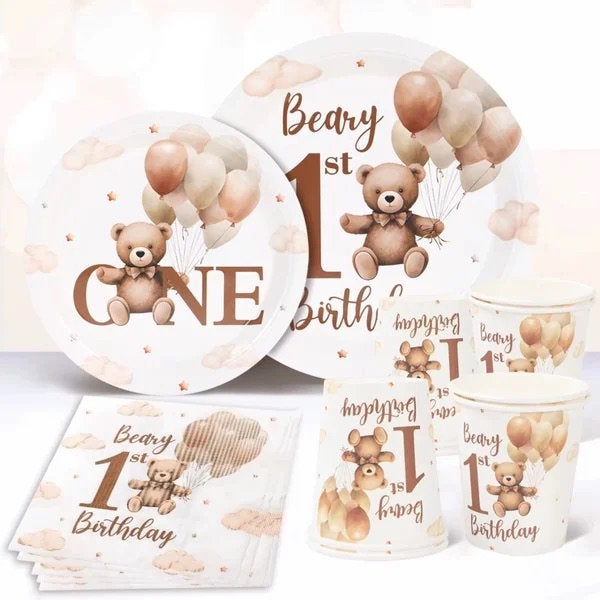 Party set Sweet Bear 40-delig, Versiering, Verjaardag, Nieuw, Ophalen of Verzenden