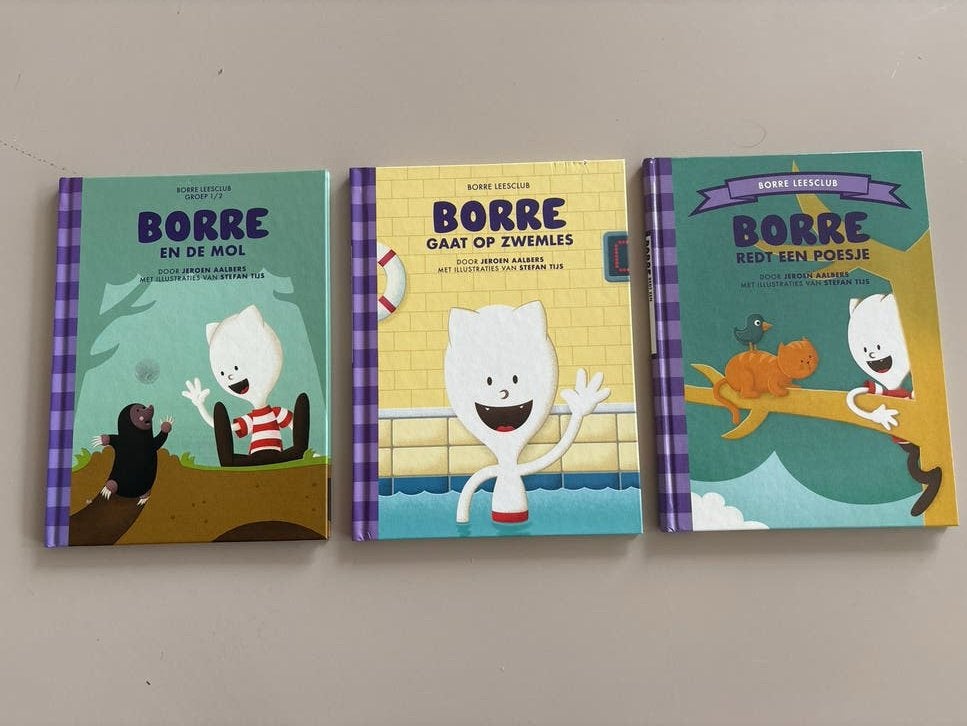 3 Borre boeken: 'Borre en de Mol', 'Borre gaat op zwemles',, Boeken, Fictie algemeen, Jongen of Meisje, Ophalen of Verzenden, Zo goed als nieuw