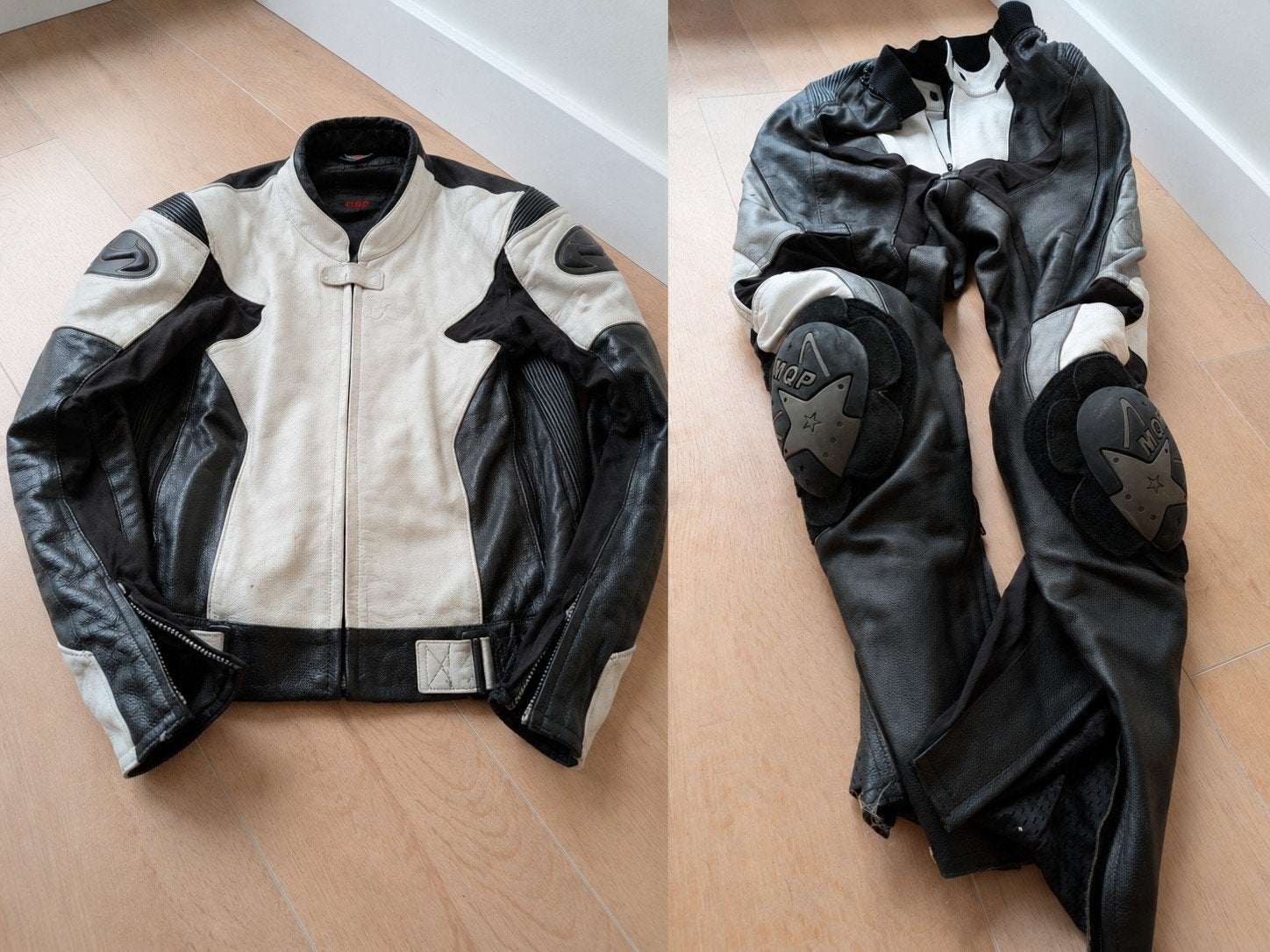 MQP Leren Motorpak maat 48 – Schadevrij – Jas + Broek, Motoren, Kleding | Motorkleding, Ophalen of Verzenden, Tweedehands, Combipak