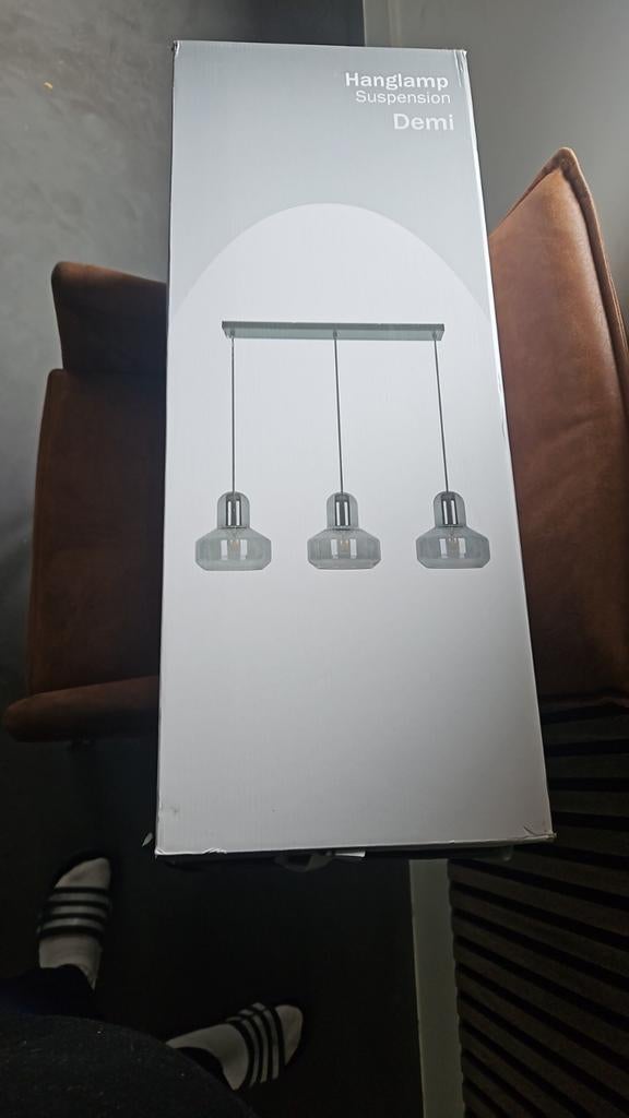 Nieuwe GAMMA Hanglamp Demi 3-lichts zwart - Ongebruikt!, Ophalen, Modern, Industrieel, Nieuw, Glas
