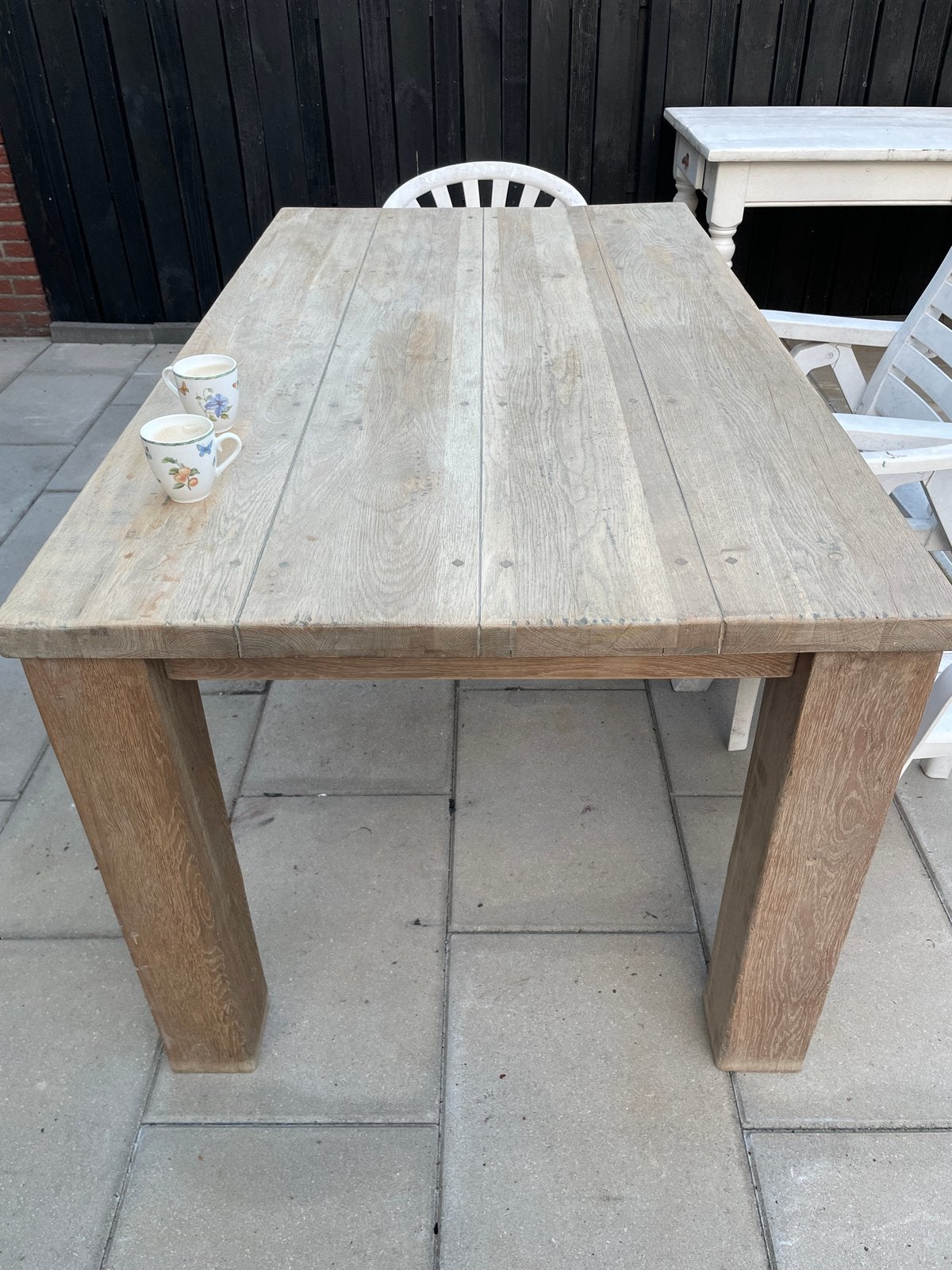 Robuuste eikenhouten tuintafel - Gebruikt, Gebruikt, 100 tot 150 cm, Eikenhout, Vier personen