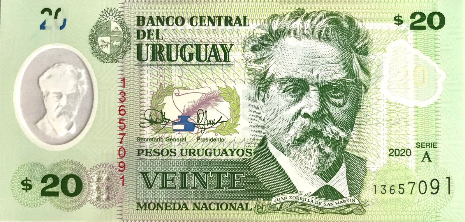20 Pesos Uruguay 2020 Bankbiljet UNC #UR1a, Ophalen of Verzenden, Zuid-Amerika, Los biljet