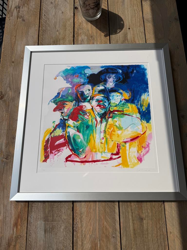 Kleurrijke Zeefdruk Carnaval van Lou Thissen nr 111 van 125, Ophalen of Verzenden