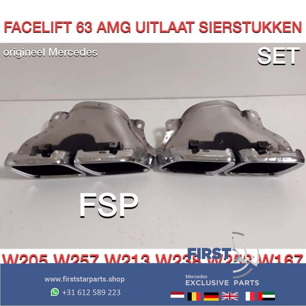 2020 63 AMG FACELIFT UITLAATSIERSTUKKEN SET CHROOM ORIGINEEL, Gebruikt, -, Ophalen of Verzenden, -