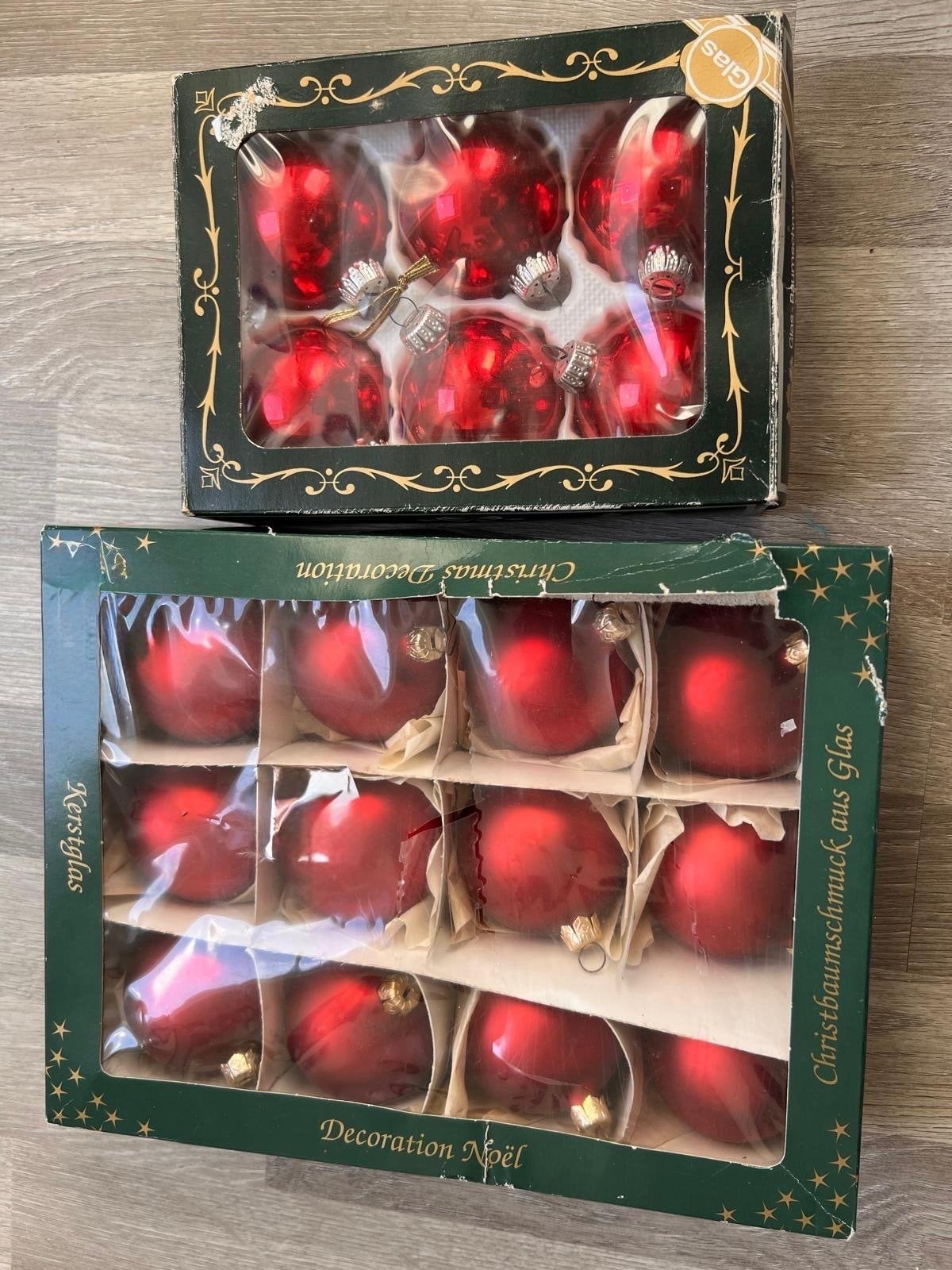 Originele rode vintage glas kerstballen, Ophalen of Verzenden