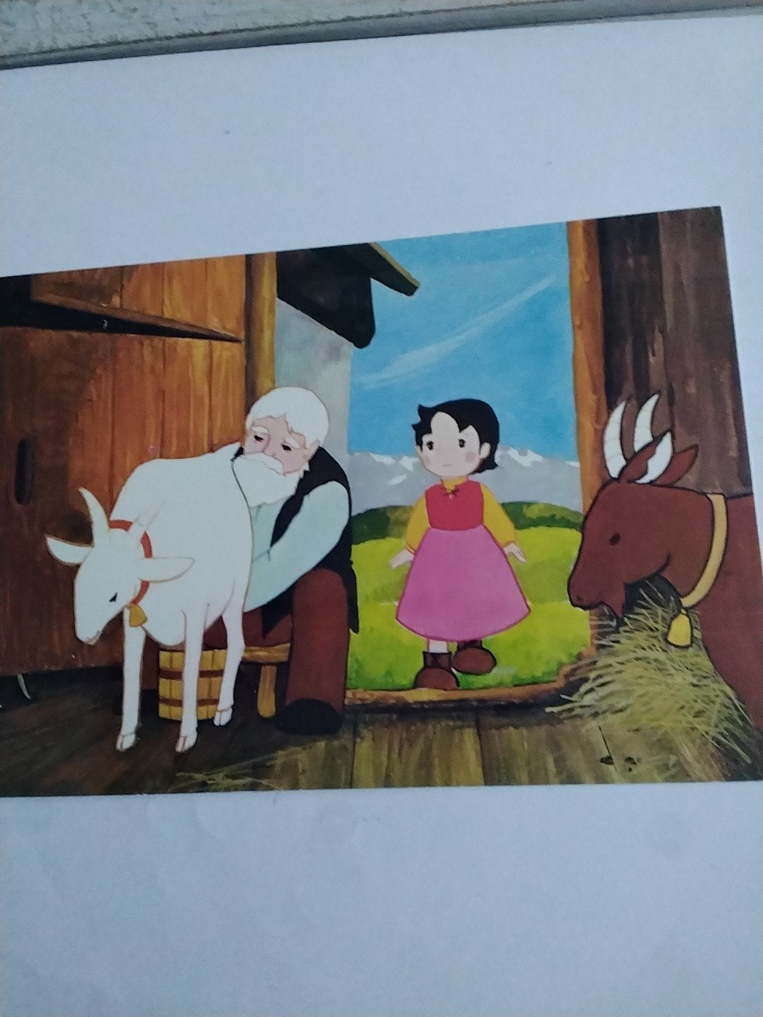 Heidi Ansichtkaart - Opa, Heidi en geiten, Ophalen of Verzenden, 1960 tot 1980, Ongelopen