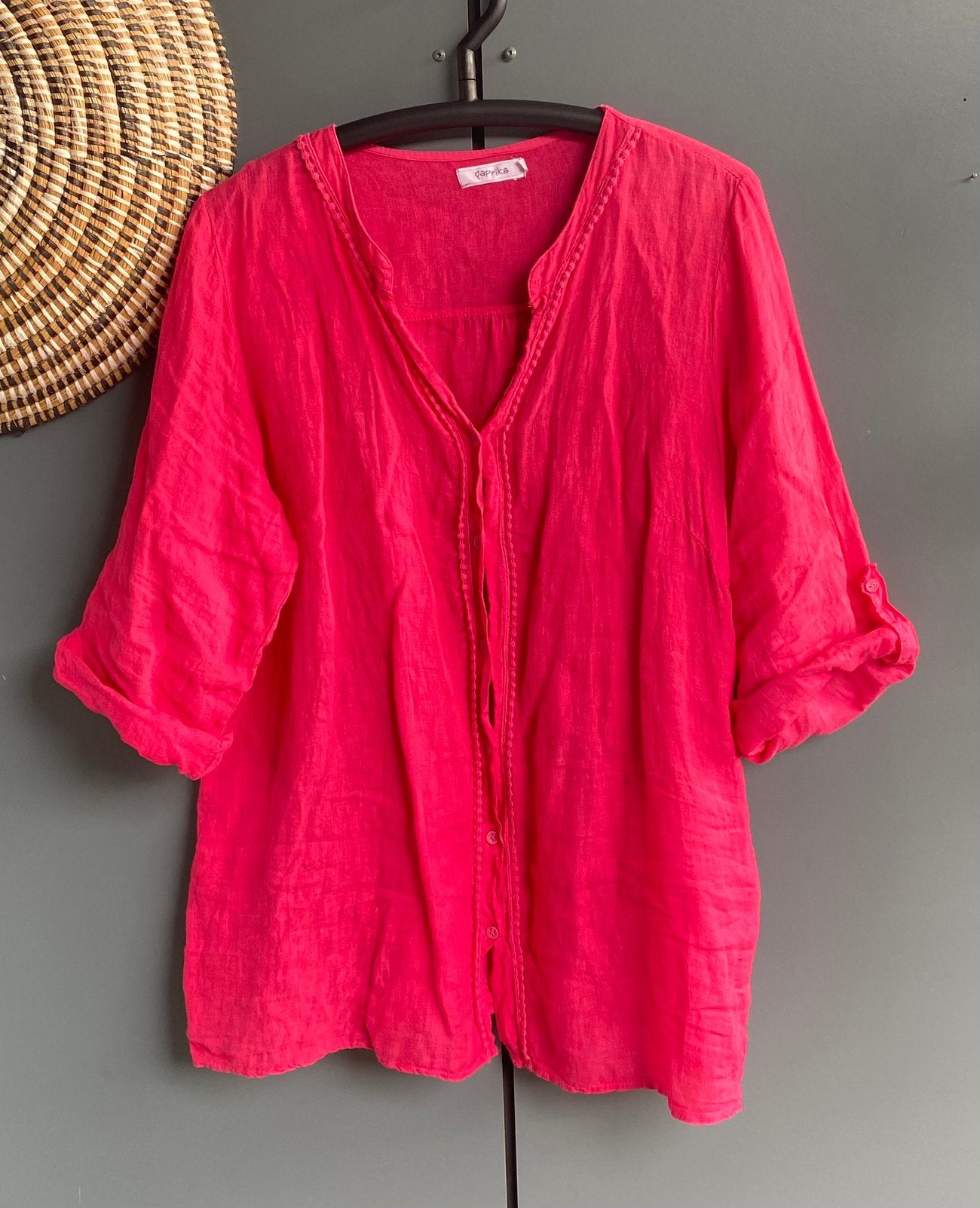 Vrolijke linnen blouse van PAPRIKA..mt:48, B, Verzenden, Blouse of Tuniek, A
