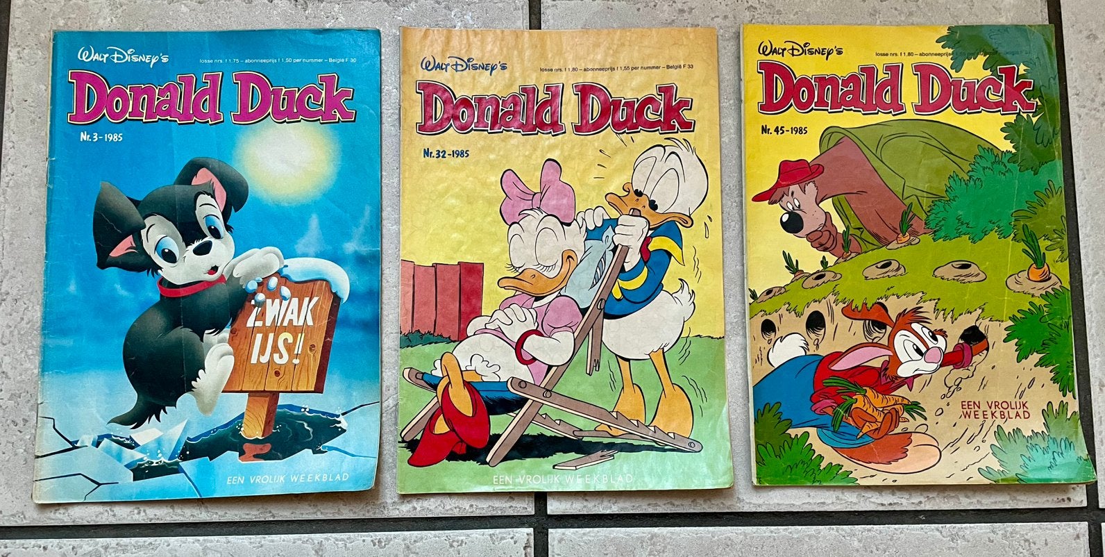 TE KOOP: Donald Duck weekblad nrs. 3, 32 en 45 uit 1985, Boeken, Stripboeken, Meerdere stripboeken, Ophalen of Verzenden, Gelezen