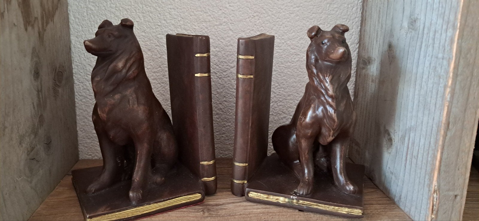 Art Deco Collie Boekensteunen - Vintage Honden Boekensteun, Ophalen of Verzenden