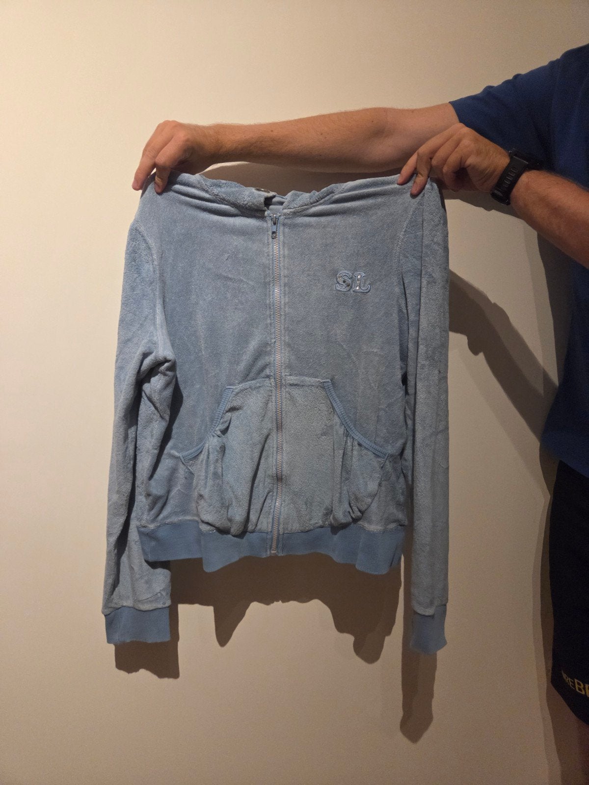 Blauwe hoodie met rits en muts, Blauw, Maat 46/48 (XL) of groter, Ophalen of Verzenden, Onbekend