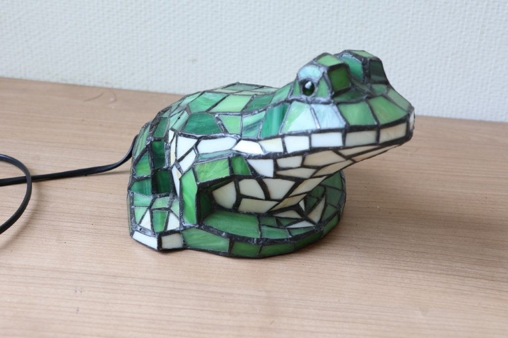 Tiffany-stijl tafellamp, Groen, Ophalen of Verzenden, Gebruikt, Glas