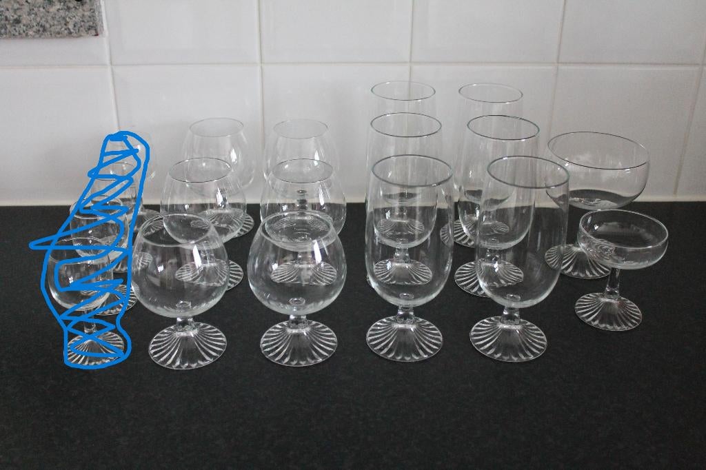 Kristallen glazen, glasservies glas jaren '70, zie omschrijv, Ophalen of Verzenden, Nieuw, Overige typen