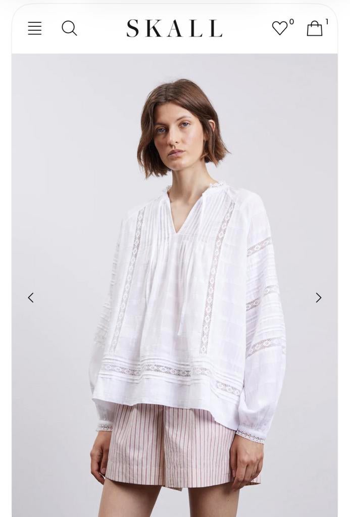 Skall Studio prachtig blouse/tuniek mooie details 38, Ophalen of Verzenden, Zo goed als nieuw, Maat 38/40 (M), Wit