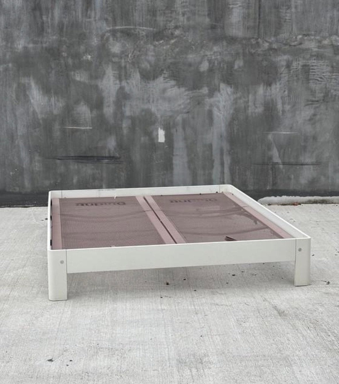 Witte Auping Auronde (140-200cm) vlakke spiraalbodem, Ophalen, Gebruikt, Wit, Tweepersoons