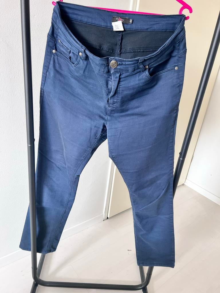 Enjoy Marineblauwe Broek Maat 44 Rechte Pijp Katoenmix, Blauw, Maat 42/44 (L), Ophalen of Verzenden, Lang