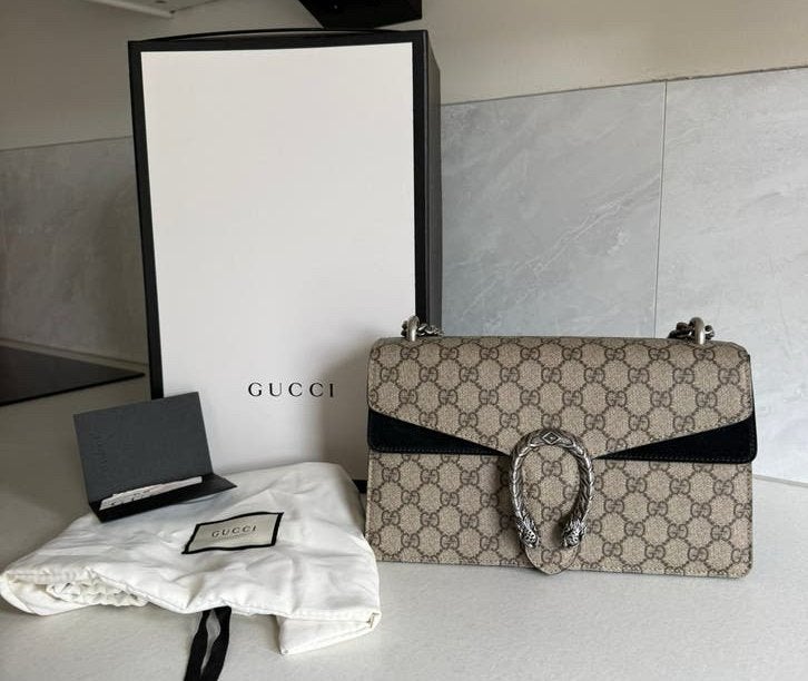 Gucci Dionysus GG Supreme, Ophalen, Zo goed als nieuw, Zwart, Schoudertasje