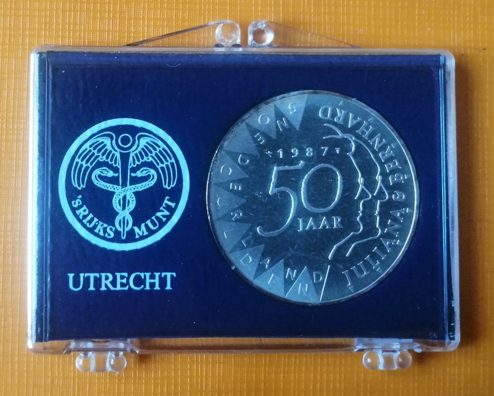 Zilveren 50 gulden munt 1987 -  Huwelijk Juliana & Bernhard, Verzenden, Koningin Beatrix, Losse munt, Geboorte of Huwelijk
