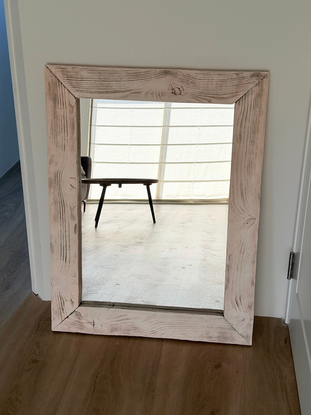 Rustieke spiegel met massief houten lijst, Huis en Inrichting, Woonaccessoires | Spiegels, Ophalen, Gebruikt, 100 tot 150 cm, 75 tot 100 cm