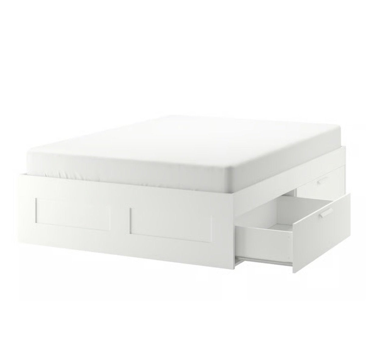 IKEA Brimnes bed 160x200 met 4 laden en lattenbodems, Ophalen, Gebruikt, Wit, Tweepersoons