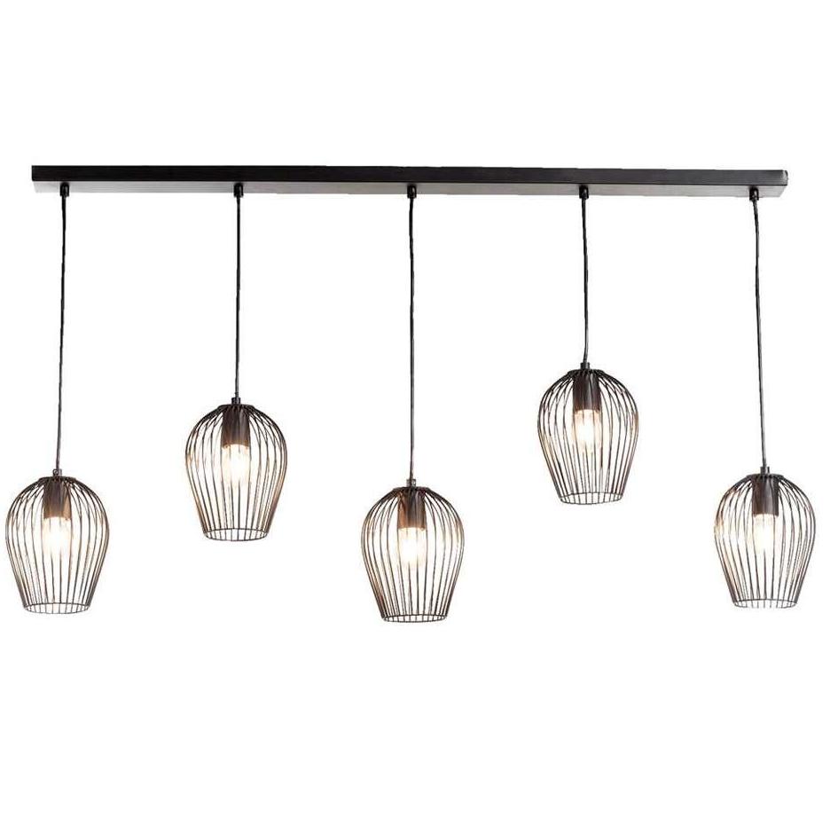 Hanglamp Lagos matzwart 5 lampen, Ophalen, Zo goed als nieuw, Metaal, 75 cm of meer