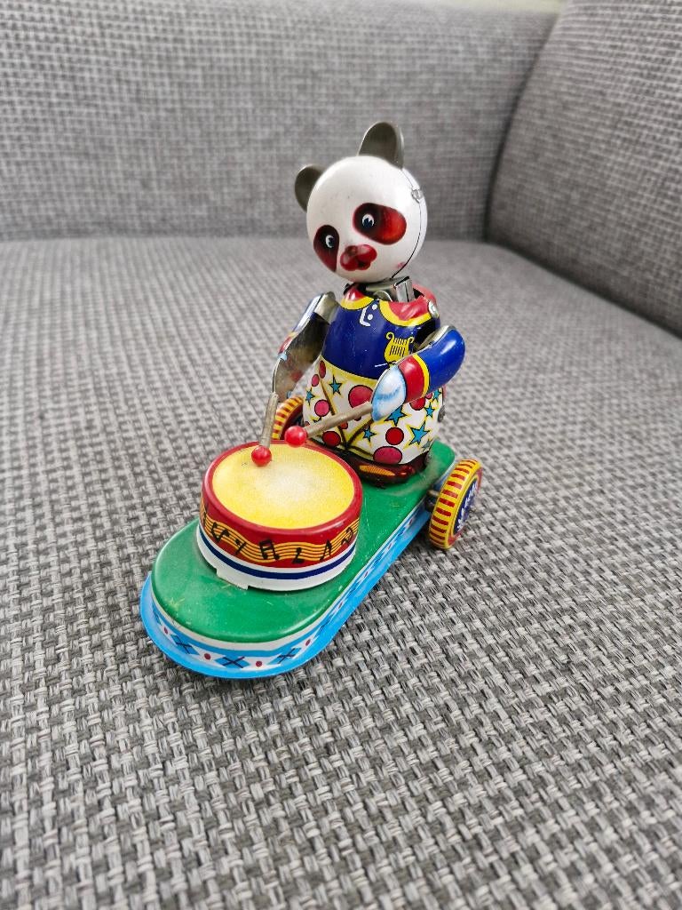 Tin toys vintage blik blikken speelgoed panda met trommel, Antiek en Kunst, Ophalen of Verzenden