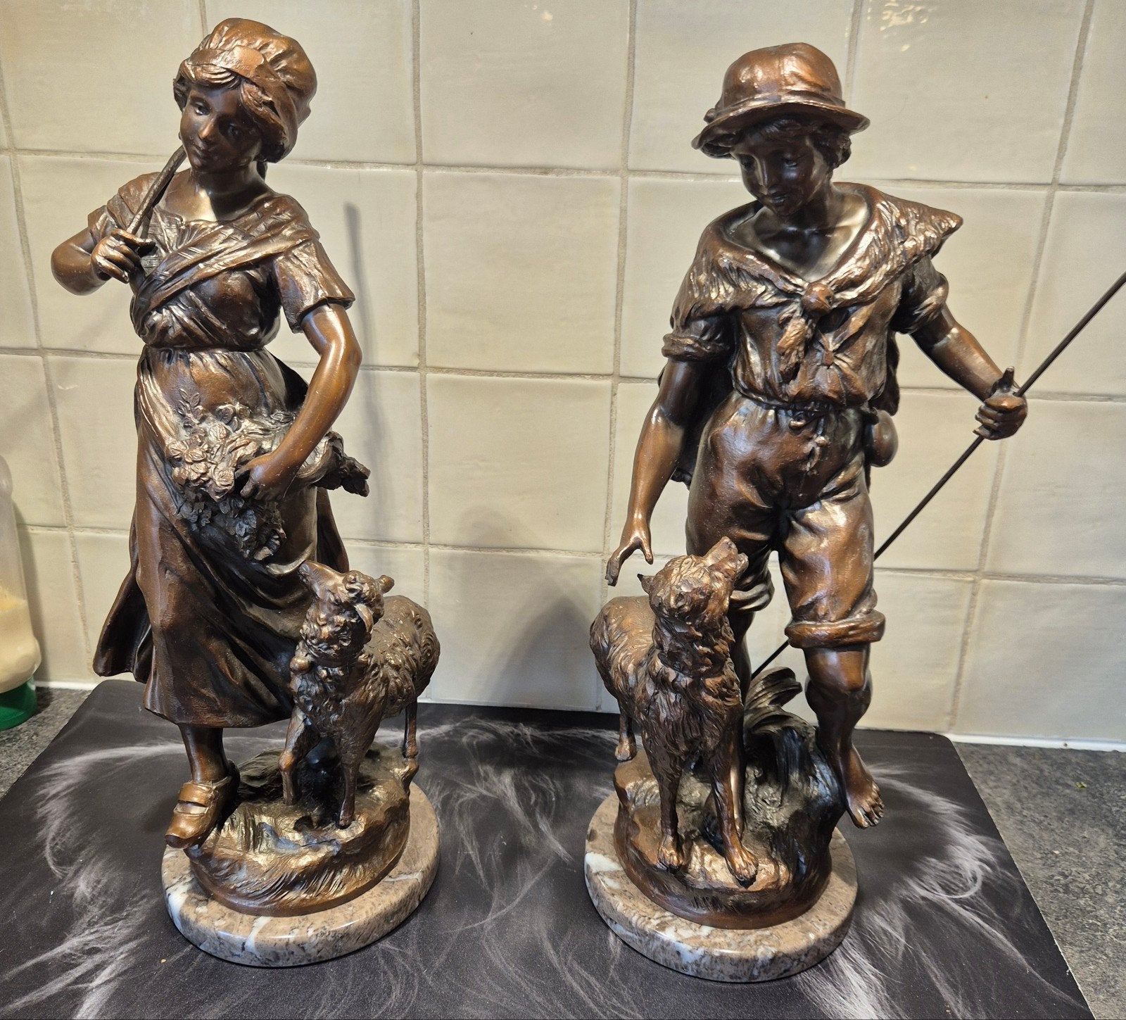 Antieke bronzen beelden l&f moreau, Antiek en Kunst, Kunst | Beelden en Houtsnijwerken, Groep mensen, Ophalen of Verzenden, Brons