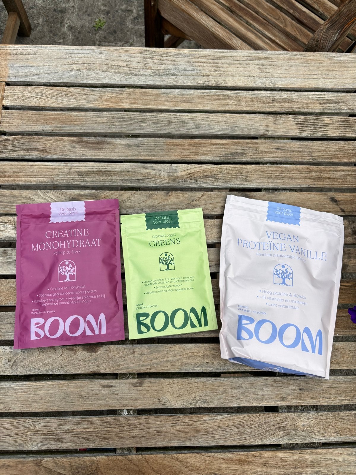 Boom Nutrition Pakket: Proteïne, Creatine & Greens, Ophalen of Verzenden, Nieuw, Poeder of Drank