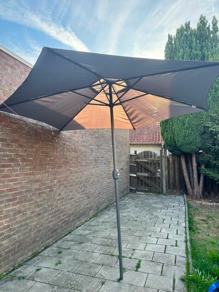 Grote tuinparasol grijs – met draaimechanisme, Ophalen, Nieuw, Zweefparasol, 1 tot 2 meter