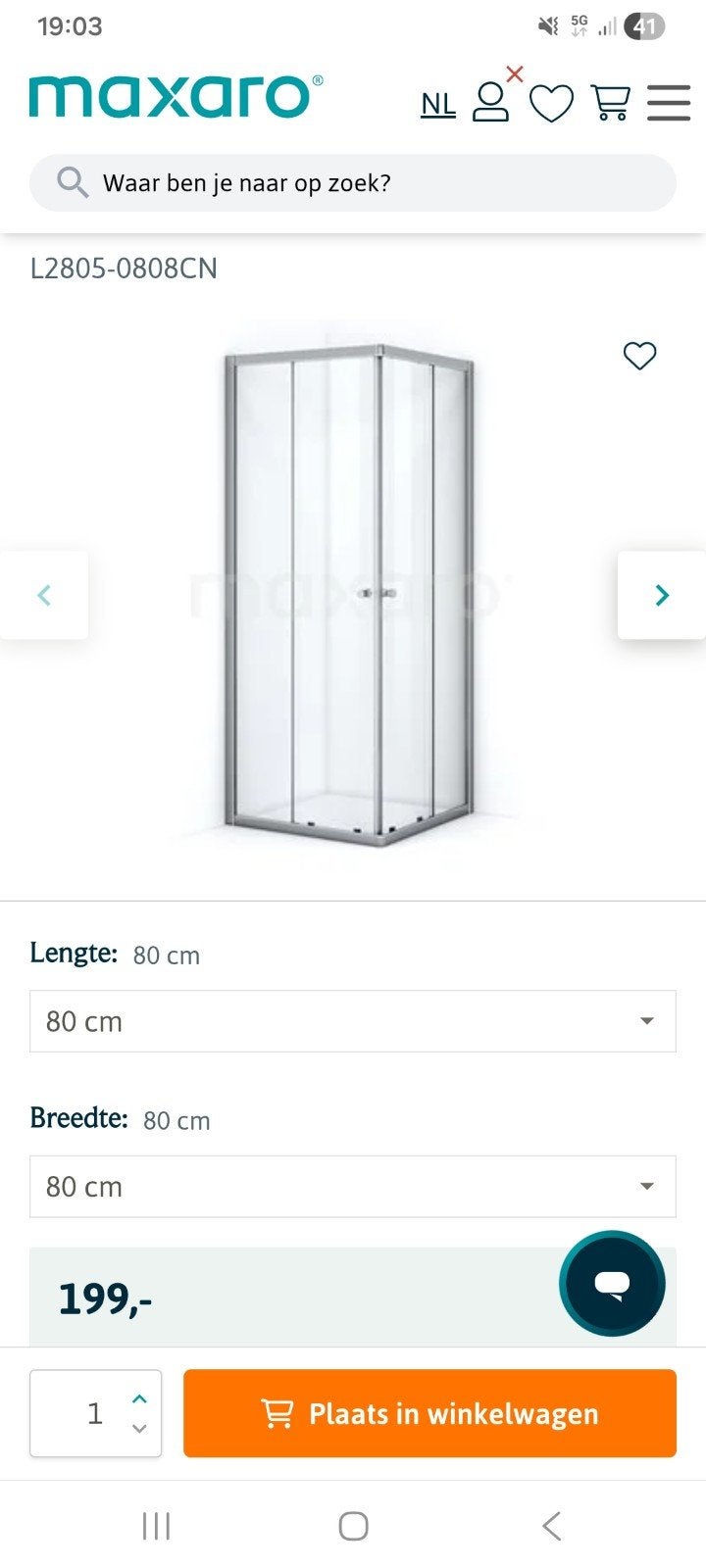 Nette douchecabine 80 x 80 x 185, Huis en Inrichting, Ophalen of Verzenden, Nieuw