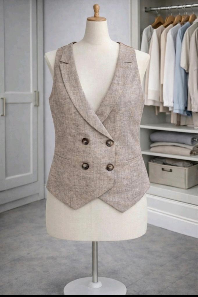 Steps linnen gilet maat 38 | beige | stijlvolle gilet, Maat 38/40 (M), Beige, Ophalen of Verzenden, Zo goed als nieuw