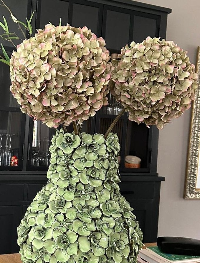 2 hortensia bloemen silk-ka., Huis en Inrichting, Ophalen, Zo goed als nieuw