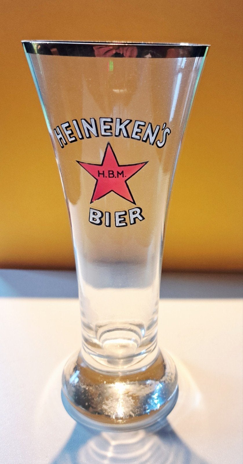 Heineken's HBM emaile bierglas 2, Verzamelen, Ophalen of Verzenden, Zo goed als nieuw, Glas of Glazen, Heineken