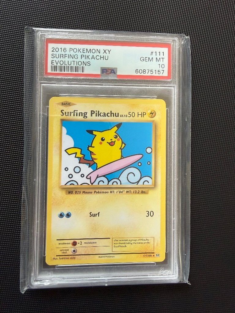 Surfing pikachu psa10, Ophalen of Verzenden, Zo goed als nieuw