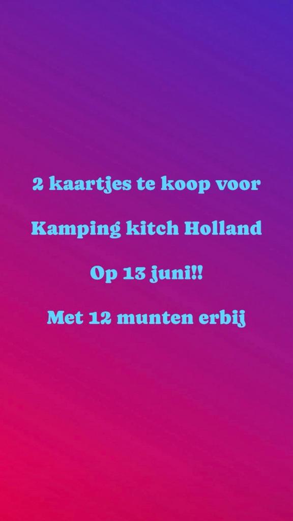 2 Festival tickets voor kamping kitsch te koop, Tickets en Kaartjes, Twee personen