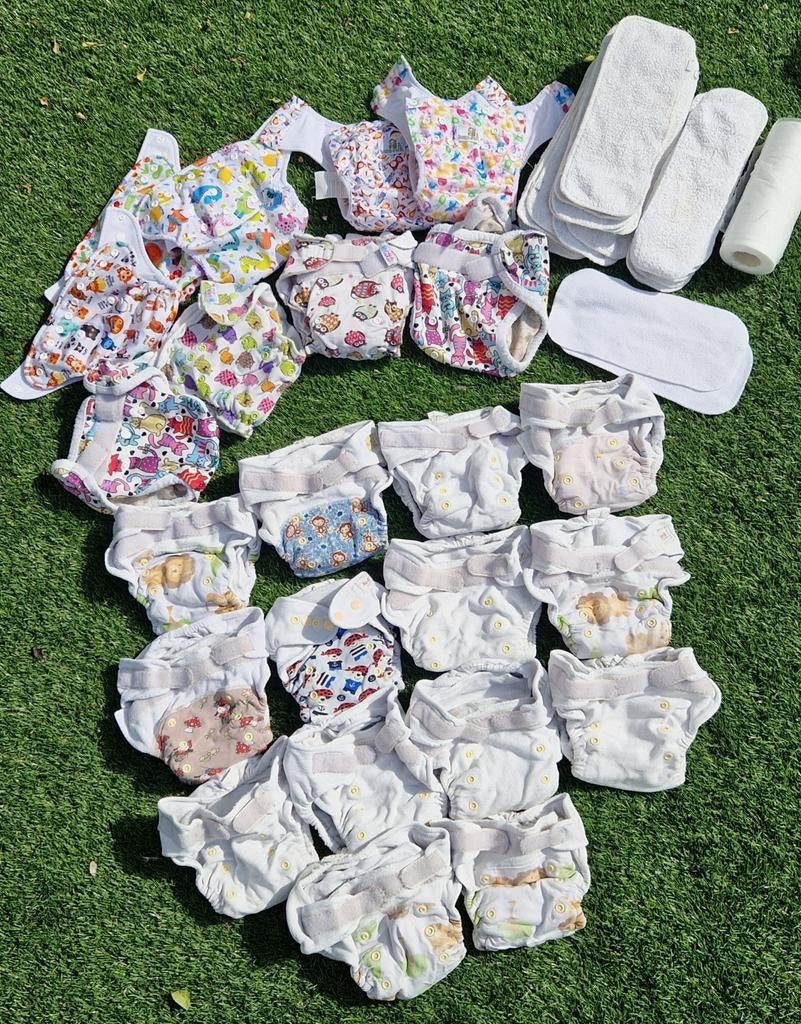 Groot wasbaar luierpakket: Huda, Bamboolik, Petit Lulu, Ophalen of Verzenden, Gebruikt