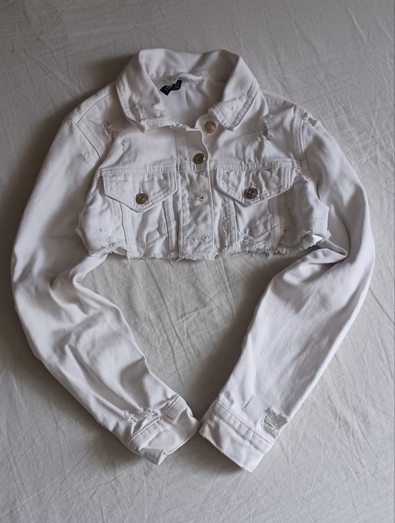 H&M Kort spijkerjasje wit maat XS, H&M, Wit, Ophalen of Verzenden, Zo goed als nieuw