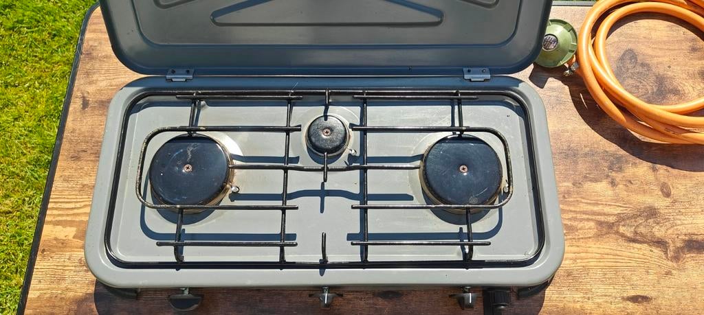 Gimeg 3-pits gasfornuis voor camping of buitenkeuken, Ophalen, Gebruikt