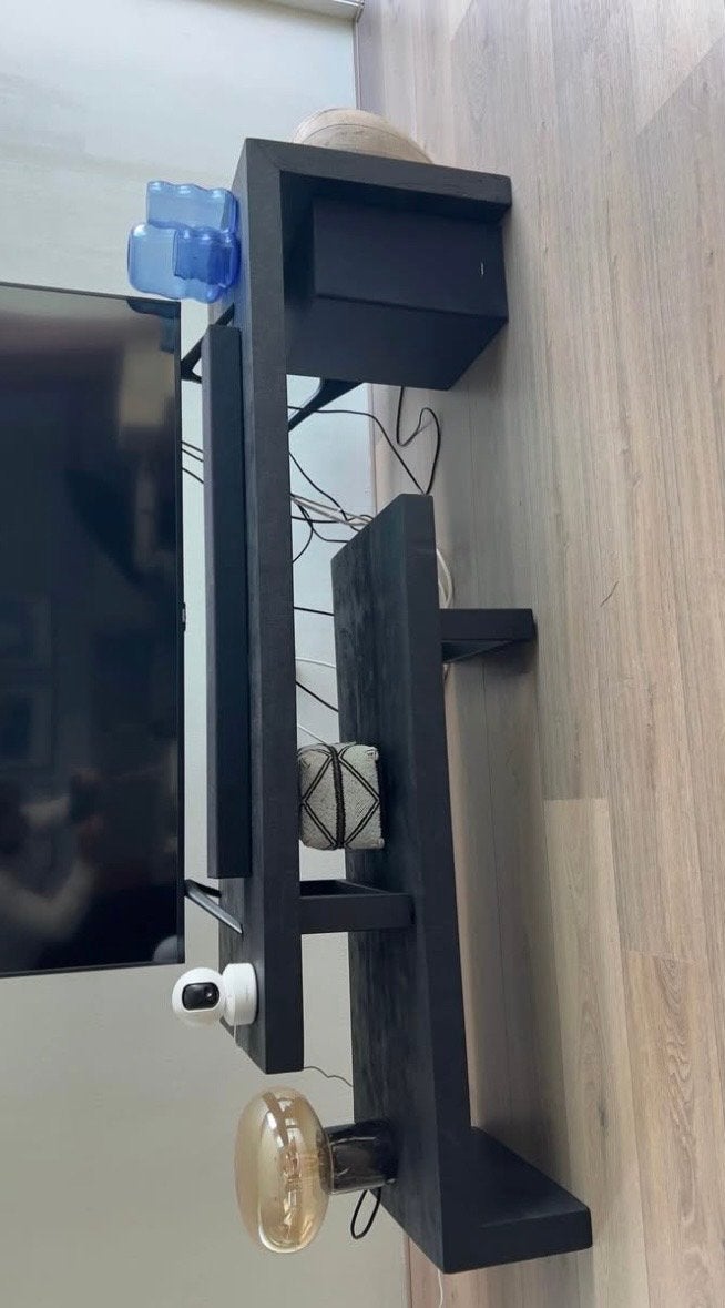 Hoogwaardig zwart houten tv-meubel, tweedelig, Ophalen, Gebruikt, Overige houtsoorten