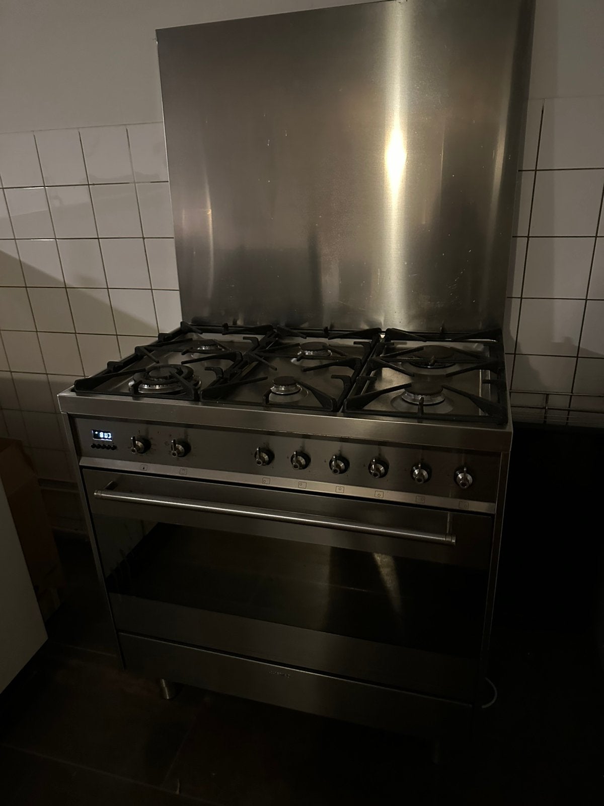 Rvs 6-pits gasfornuis, Ophalen, 60 cm of meer, Zo goed als nieuw, Gas