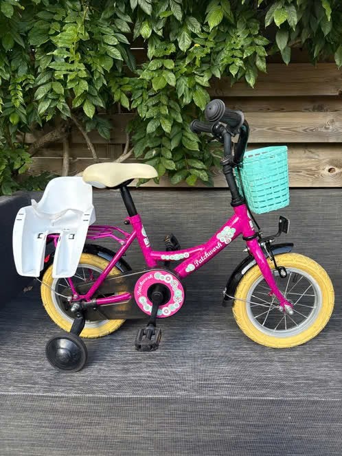 Patchwork kinderfiets 12,5 inch + zijwieltjes, Fietsen en Brommers, Terugtraprem, Zijwieltjes, Gebruikt, Minder dan 16 inch