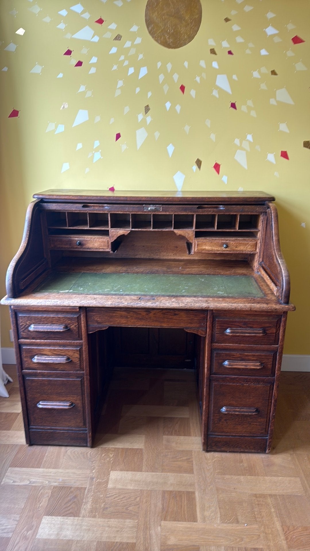Eikenhouten bureau secretaire schrijfkabinet, Antiek en Kunst, Ophalen