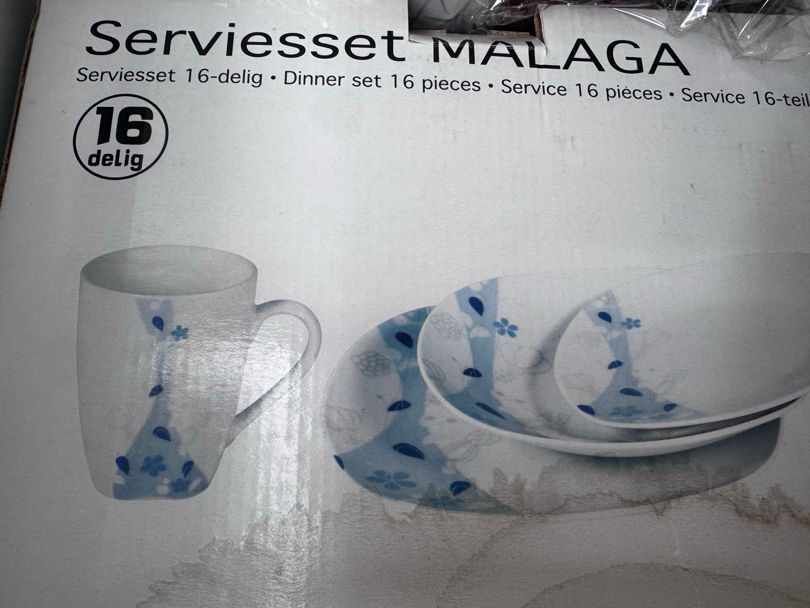 Serviesset Malaga 16-delig, Keramiek, Nieuw, Ophalen of Verzenden, Modern