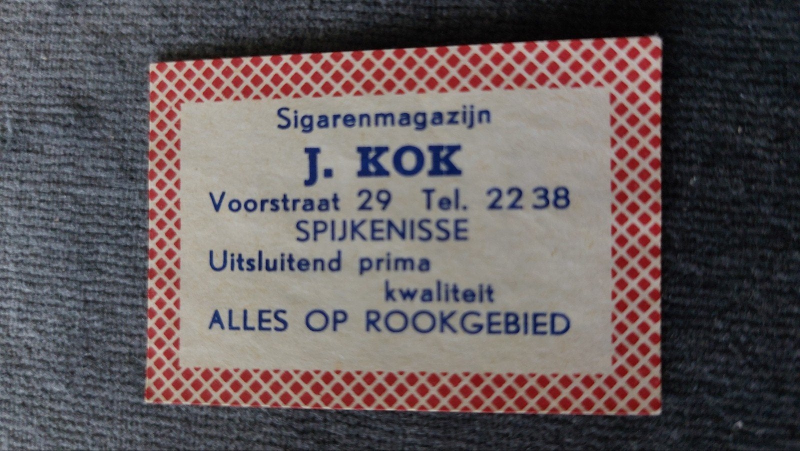 Luciferetiket, Spijkenisse, Sigarenmagazijn J.Kok, Verzenden, Zo goed als nieuw, Luciferdoosjes of -merken