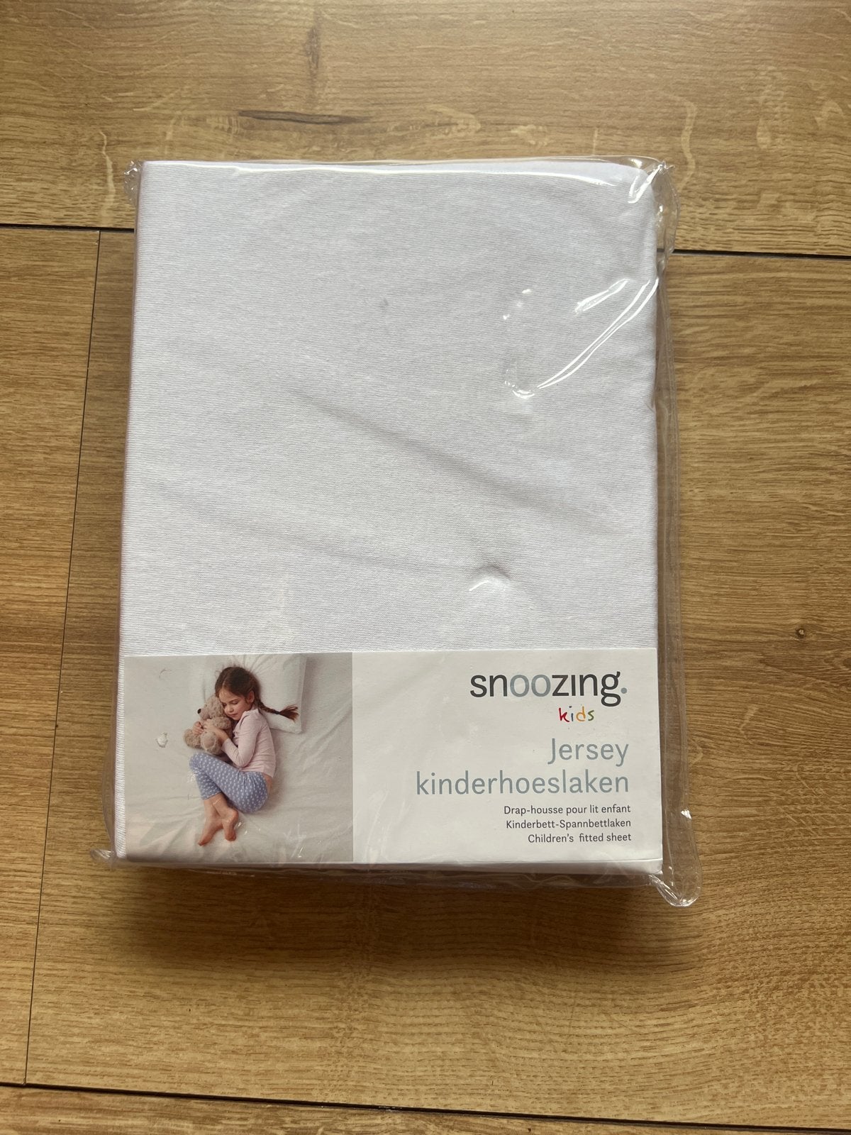 Snoozing Kids Jersey Kinderhoeslaken Wit 70x150 cm, Overige merken, Jongetje of Meisje, Nieuw, Ophalen of Verzenden