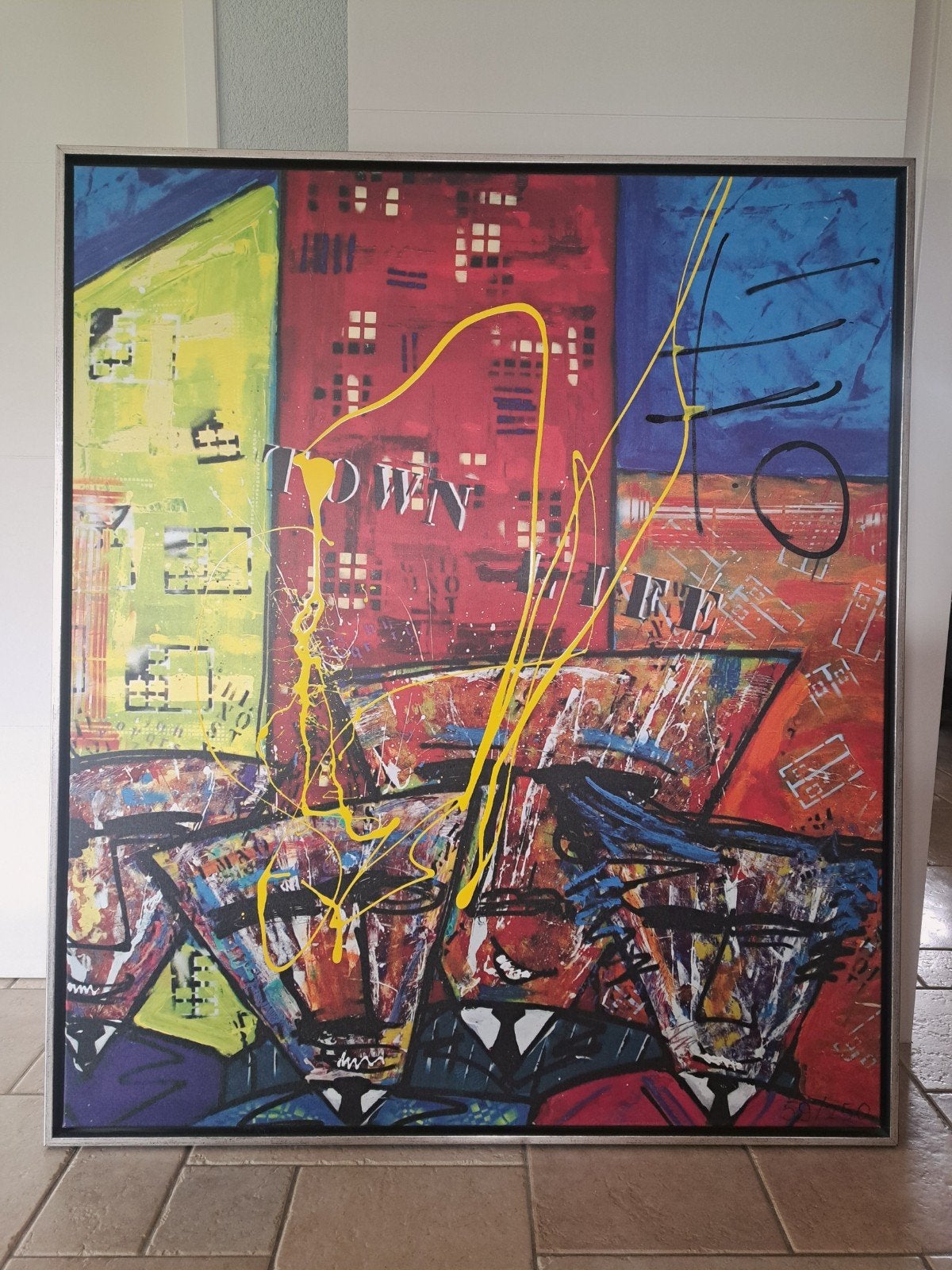 Modern Abstract Schilderij 'Town live' van Otti, Antiek en Kunst, Ophalen