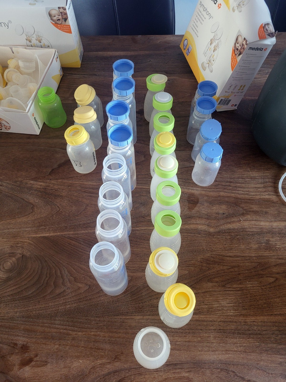 Medela/ardo moedermelkflesjes met deksels, Ophalen of Verzenden, Gebruikt, Overige typen