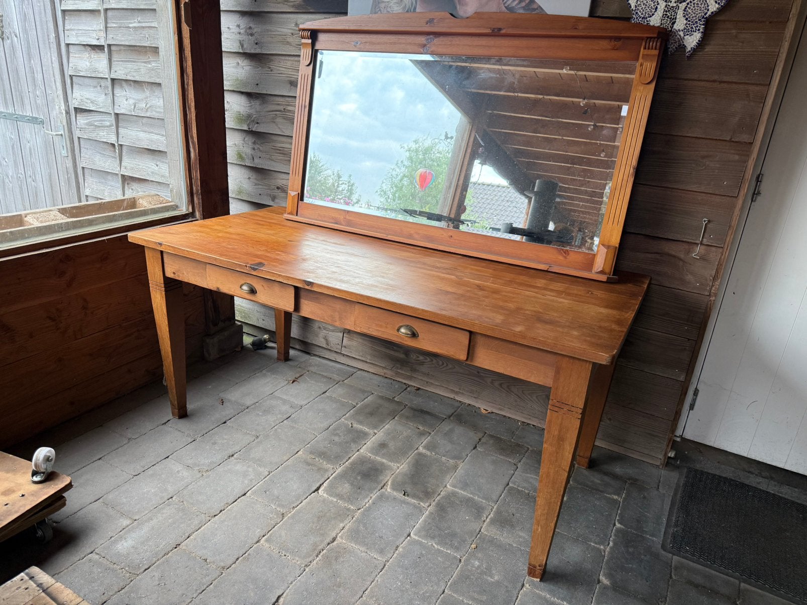 Hele zware oud geloogd grenen tafel eettafel massief hout, Huis en Inrichting, Ophalen, Gebruikt