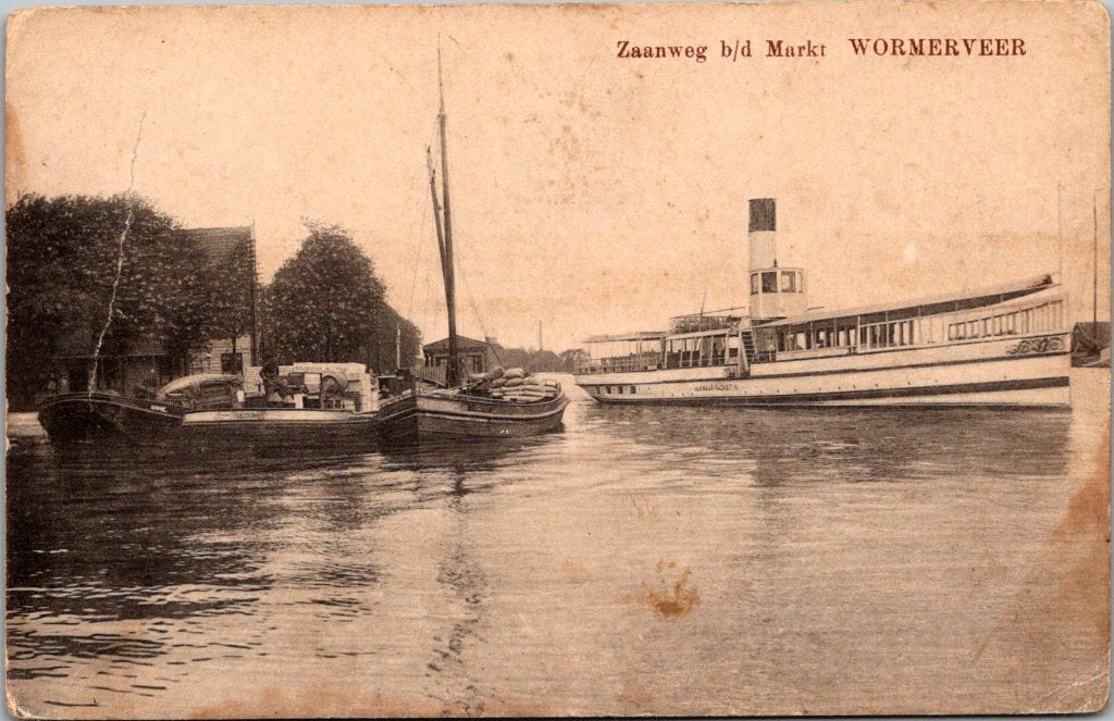 Ansichtkaart Wormerveer Zaanweg hoek Noordeinde, Ophalen of Verzenden, Gelopen, Noord-Holland